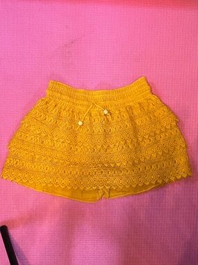 Sunshine Yellow Smocked Crochet mini Skirt (Skort)